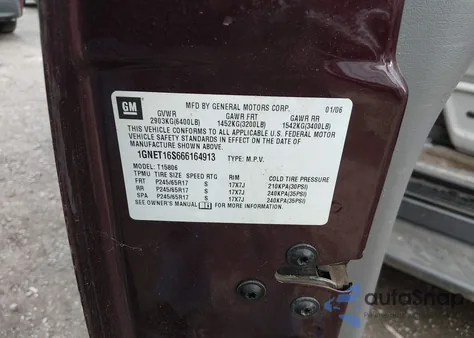 2006 Chevrolet Trailblazer Ext Ls z USA, uszkodzony, nr VIN 1GNET16S666164913